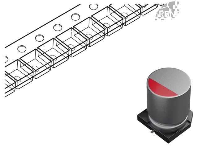 Condensator: polymeer; low ESR; 100uF; 35VDC; ESR: 29mΩ; SMD; ±20% Condensator: polymeer; low ESR; 100uF; 35VDC; ESR: 29mΩ; SMD; ±20%